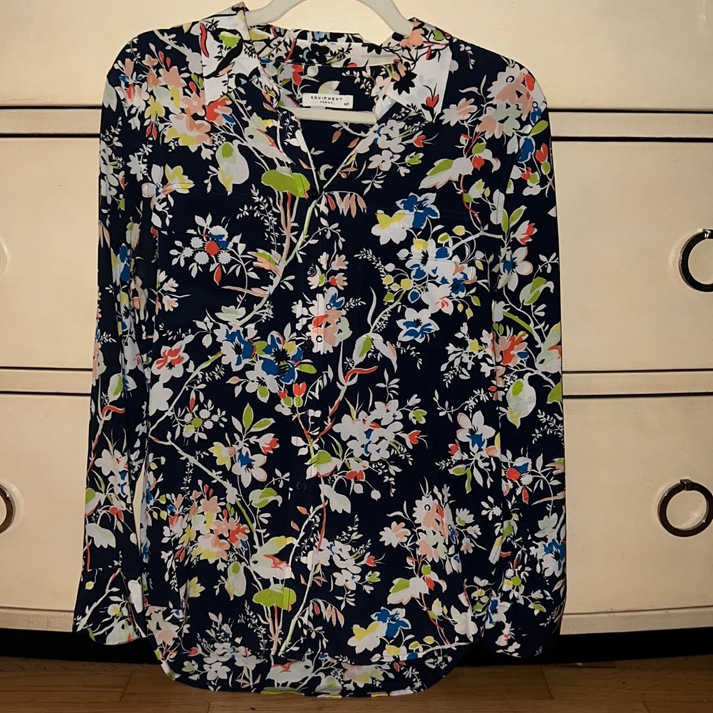 Equipment floral silk blouse! Sz S